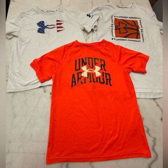 Under Armour Kids' Orange and White Short Sleeve Tees - Picture 1 of 13